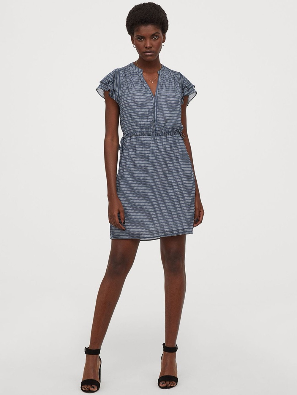 H&M Women’s blue print flutter sleeve dress